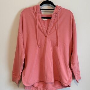 NYDJ Pink V-Neck Hooded Pullover